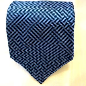SULKA 💯 silk blue houndstooth tie